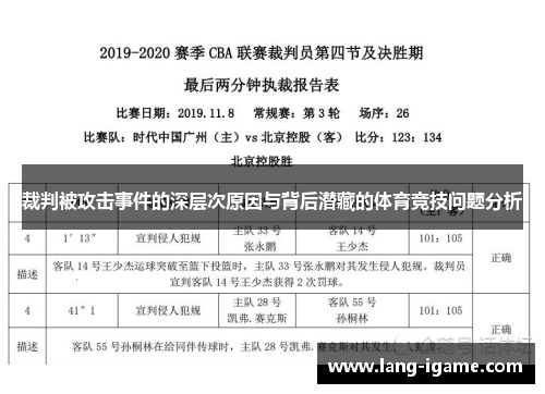 裁判被攻击事件的深层次原因与背后潜藏的体育竞技问题分析
